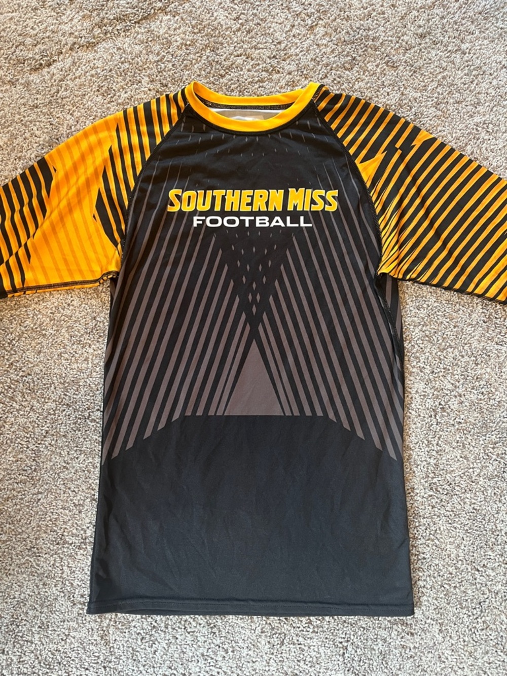 Southern Miss Football - Russell Athletic Black Tee with Gold Trim